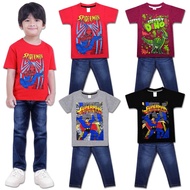 (1Y-6Y) Boy Casual Cartoon Shirt and Jeans Set Kids Jeans Set / Set baju dan seluar panjang jeans de