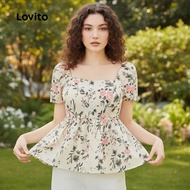 Lovito Women's Multicolor Ditsy Floral Ruffle Hem Blouse for Spring/Summer L134ED445