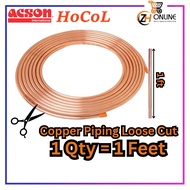 [Loose Cut/Feet] ACSON & HOCOL Copper Pipe 1/4 , 3/8 , 1/2, 5/8 Inch x0.61mm Copper Tube ACSON Coppe