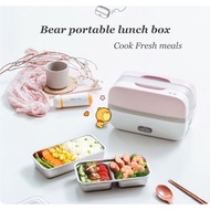 BEAR Electric Lunch Box With 304 Stainless Steel Inner Containers Double Layer Pink