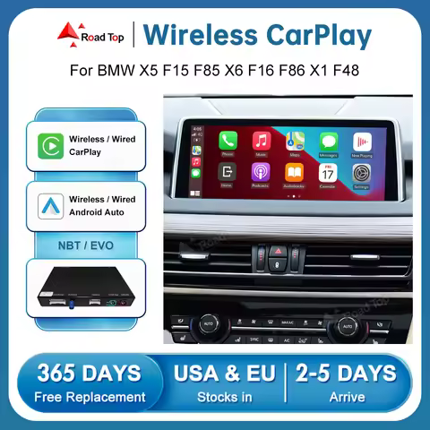 Road Top Wireless CarPlay Android Auto for BMW NBT EVO X5 F15 F85 X6 F16 F86 X1 F48 with Mirror Link