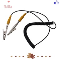 FKILLA Anti-Static ESD Grounding Cable, PU,Metal 2mm Coiled Cord, Freedom From Tangles Male-to-Femal