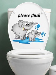 1入組大象樣式馬桶座套貼紙,自黏式浴室廁所裝飾