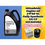 Mitsubishi Engine oil 5W40 4L Fully Synthetic SN/CF MZ320362- FREE OIL FILTER MZ690115