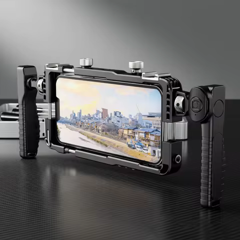 Universal Smartphone Video Rig with Handles 67mm Filter Adapter Phone Cage for iPhone 14 13 15 Pro M