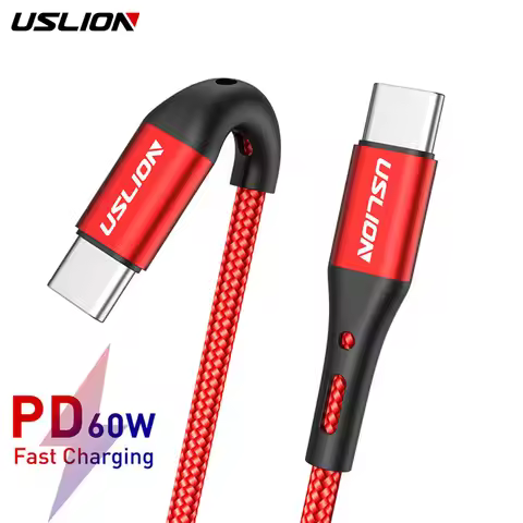 USLION 60W Type C To Type C Cable Fast Charging Data Wire For Xiaomi POCO f5 Tablet Laptap USB C to