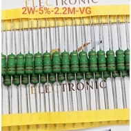 (Combo of 10) Resistor 2W 2.2M 2.2 Megaohm error 5% High quality paper blister pack (Combo)