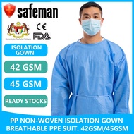 [SAFEMAN] PP Non Woven Isolation/Surgical Gown Breathable PPE Suit 42GSM / 45GSM, COVID Protection H