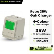 [HOT] SHARGE RETRO 35W GaN Charger | 4-Color Smart LED Display | 35W All-GaN Fast Charging