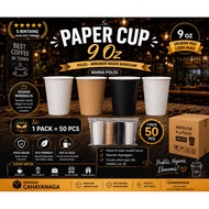 Paper Cup 9 Oz Contents 50 PCS | White, Black, |Premium Quality 9 OZ PAPER CUP