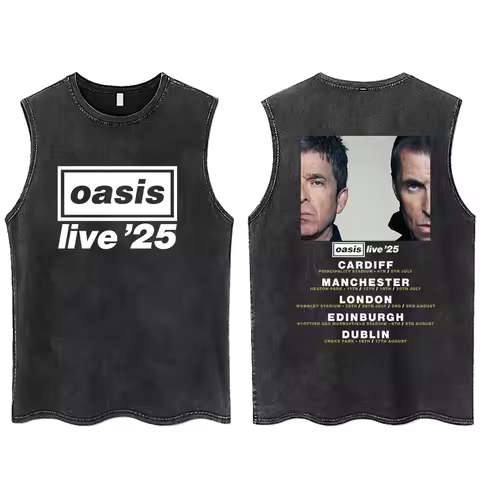 OASIS Live 25 Tour 2025 Washed Vest T-Shirt Man Woman Streetwear Tank Tops