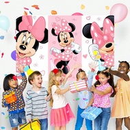 Minnie Birthday Party Decoration Background (210 * 150/150 * 100/100 * 75CM) Pink and White Splicing