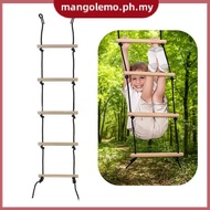 [MANGO] Rope Ladder 5.6ft 5 Steps 220lbs Bearing Wooden Kids Climbing Rope Ladder With Hanging Strap