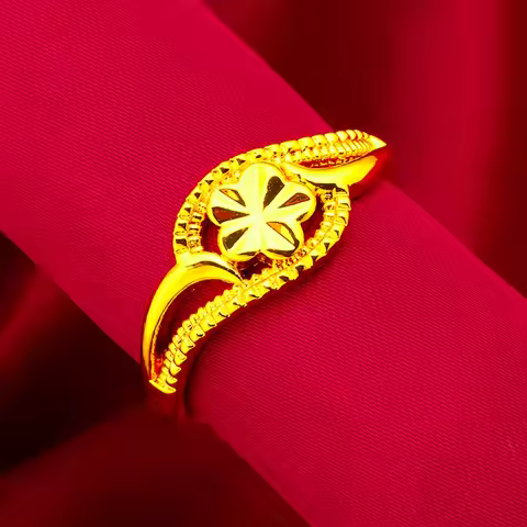 Star Open Ring Women's 24K Gold AU999 - Finger-fitting band, lucky meaning, for wearing & gifting