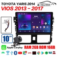 AO TOYOTA VIOS 2014+ YARIS 2013-2017 10 นิ้ว RAM4GB ROM64GB~ROM128GB 2din Android 14.0 เครื่องเสียงร