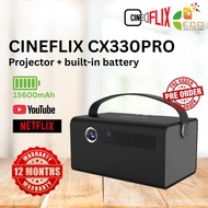 CINEFLIX CX330PRO DLP Small Projector Android Portable Handle Projector With Battery 3D 4K [Free SAM