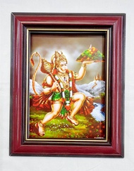 Hanuman Photo Frame with Glass Small Size Frame Pancha Mukhi Hanuman Picture