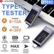 UT03C Type-C Multi-function DC Voltage Ammeter Power Meter 4~30V 0~12A Support Fast Charging Test PD