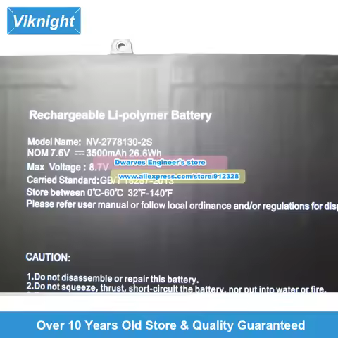 Genuine NV-2778130-2S Battery for Jumper Ezbook X1 TOPOSH P12 Teclast F5 Laptop Battery 7.6V 3500mAh