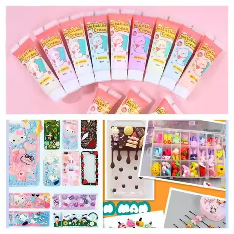 12pcs Antifreeze Simulation Cream Gum Set Handmade DIY Material Mobile Phone Case Hair Clip Pen Hold