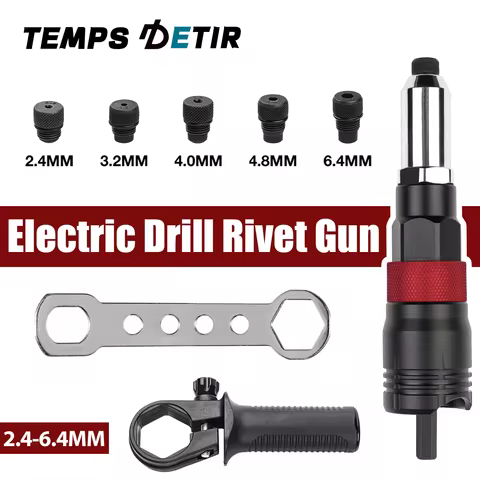 Electric Rivet Gun Electric Drill Rivet Gun Adapter Cordless Riveting Tool Kit, Plug-in Rivet Tool 2