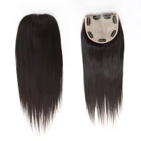 Transparent Lace Natural Hairline Topper 5x5 Closure 100% Real Human Hair With Clips in Silky Straig