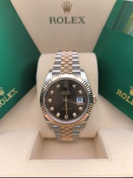 41mm 全新 ROLEX 勞力士 126331-0004 Datejust 41腕錶永恒玫瑰金及蠔式鋼款，搭配鑲鑽巧克力色錶面及紀念型（Jubilee）錶帶。