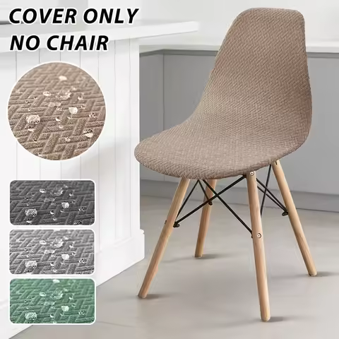 1pc Waterproof Jacquard Eames Chair Cover Elastic Solid Color Bar Counter Chair Case Easy Install Du