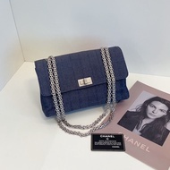 Chanel 2.55灰藍牛仔冰格包