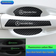 8pcs Carbon Fiber Illuminated Door Handle  Protector Sticker Door Bowl Protector For Mercedes Benz AMG E200 W210 W203 W124 W204 W211 W123 W205 W212 W203 C200 E350 A180 CLA A45 E240
