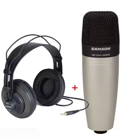 SAMSON C01 and SR950 Condenser Microphone and Monitor Headphones for recording vocals and studio Mon