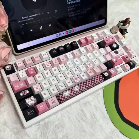 Sanrio Kawaii hello kitty Cinnamoroll Keycaps PBT Mechanical Keyboard Key Caps CHERRY Highly Cute Ke