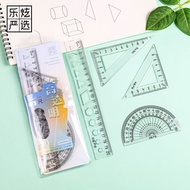 Ruler Hard ruler 20cm 4-Piece ruler Bagged Exam ruler Set ruler Grid ruler Triangle Board Protractor