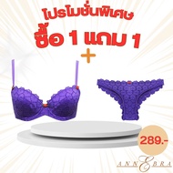 Annebra **1 แถม 1** บราเสริมทรง มีโครง มีฟองน้ำ ฟรี กางเกงใน Push Up Bra Free Panty รุ่น AB1-503/AU3