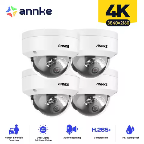 ANNKE C800 4pcs Ultra HD 8MP POE Camera 4K Outdoor IP67 Weatherproof Security Auido in EXIR Night Vi