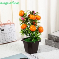 AUGUSTINE Artificial Fruit Plant Potted, Strawberry Orange Tree 9-heads Small Fruit Tree Potted, Dur