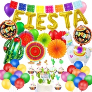Fiesta Party Colorful Birthday Decorations Paper Balloons Mexican Banner Garland Cake Topper Birthda