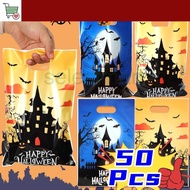 SM Convenient Halloween Party Castle Bat Printed Biscuit Snack Pouch- Portable PE Plastic All Saints