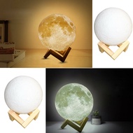 Ranpo 3D Print Rechargeable Moon Lamp LED Night Light Creative Touch Switch Moon Light Table Desk Lamp For Bedroom Decoration Birthday Christmas New Year Gift RP0658