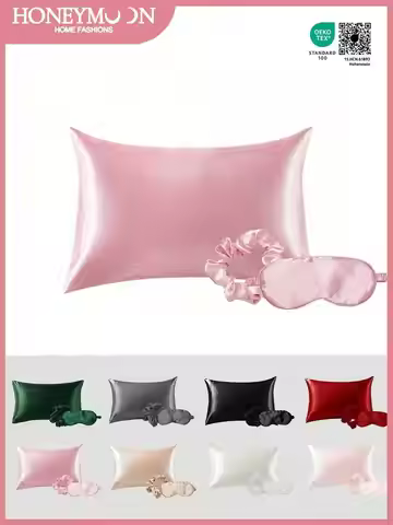 3-Piece Satin Sleep Set: Pillowcase, Eye Mask & Scrunchie, Oeko-Tex Certified