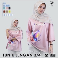 Women's T-shirt 3 SLEEVE TUNIC/4 BUTTERFLY | Women's 3 Sleeve T-Shirt/4 | GNCO FASHION