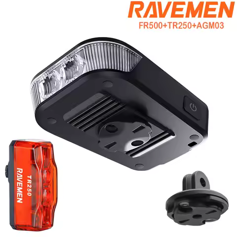 RAVEMEN FR500 Bike Headlight For Garmin Wahoo XOSS IGPSPORT Magene GPS Rechargeable TR250 Taillight 