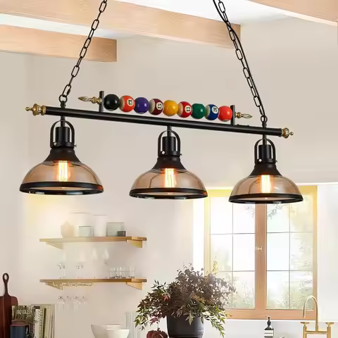Billiard Pendant Lights, Retro Island Light Fixtures, for 7'-8' Hanging Pool Table Lights for Bar, C