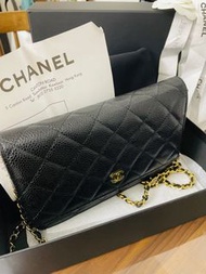 有單！🈹Chanel WOC wallet on chain 黑金魚子醬 正單95%new