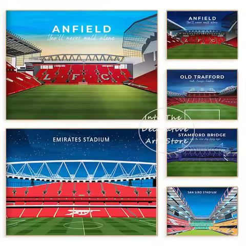 Classic Famous Sports Liverpool Anfield Stadium Arsenal Stadium Old Trafford Stadium Poster Canvas P