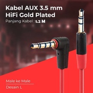 Domura 3.5mm AUX Cable Male to Male L Shape Jack Gold Plated 1.2M - S-IP4G