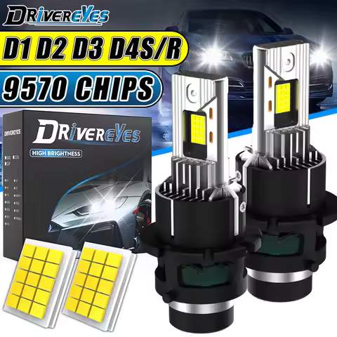 DRIVEREYES D2S LED D4S D2R D4S Led Car Headlight HID 1:1 Size Xenon Lamp Canbus 9570 CSP Chip Turbo 