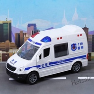 【hot sale】❄ D25 Children's police car model simulation 120 ambulance fire rescue vehicle inertial fall-resistant SWAT car with open door toy car