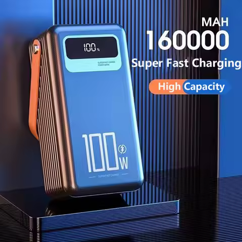 High Capacity Power Bank 160000mAh 100W Super Fast Charging Powerbank For iPhone Xiaomi Samsung Huaw