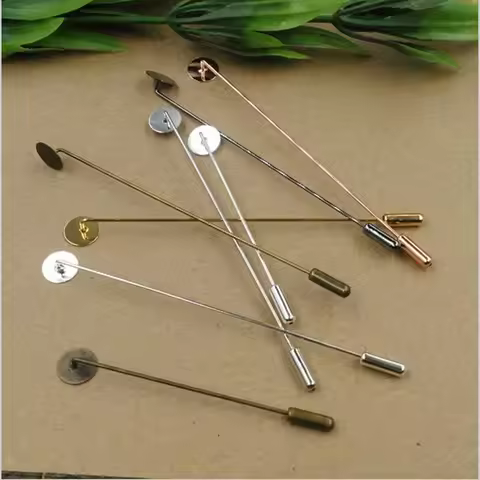 10mm Pad Copper Safety Brooch Pins Lapel Pin Blank for men Brooches, metal men lapel pins base bezel